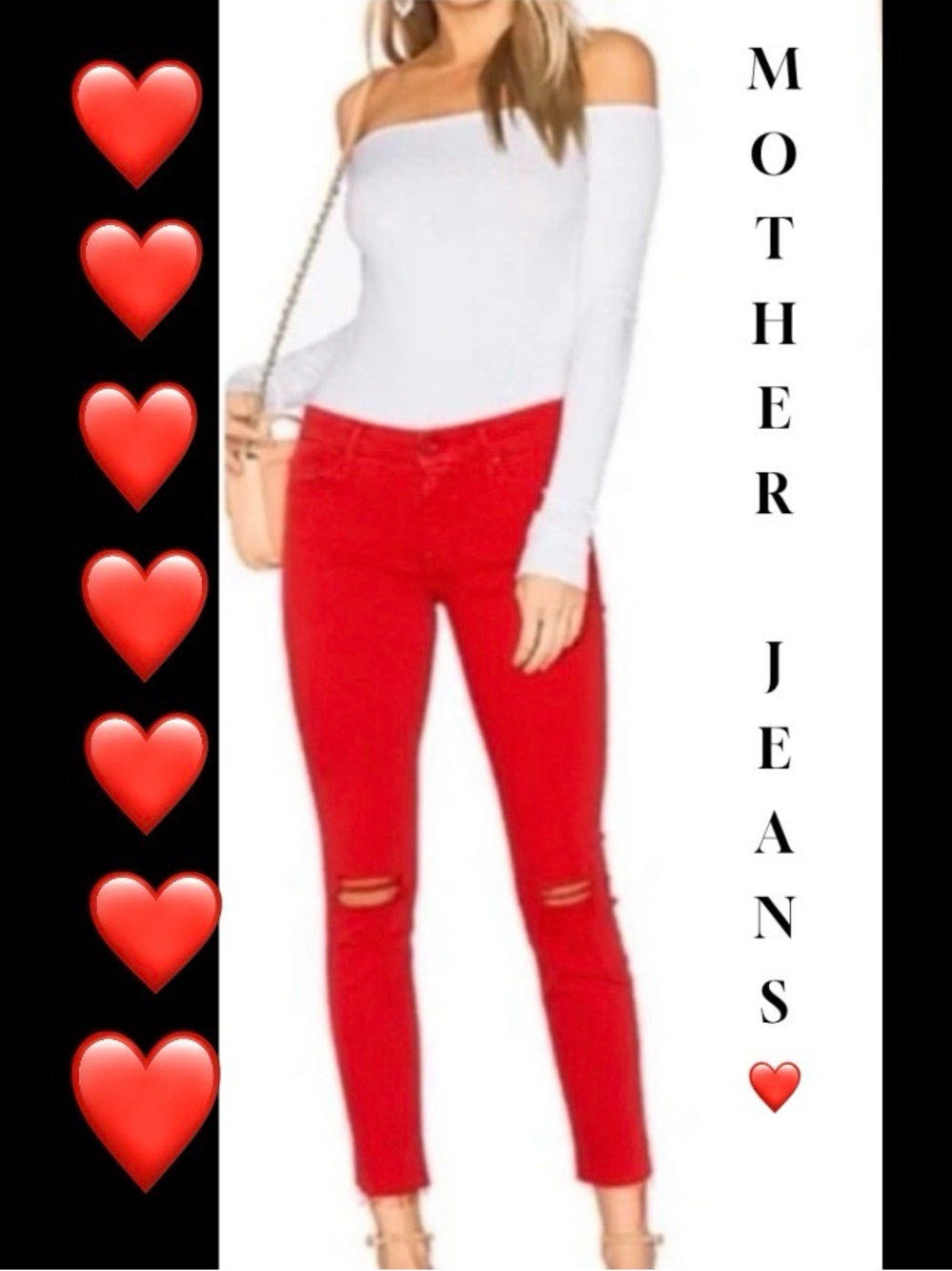 MOTHER “Insider Crop Fray”Red Skinny & Distressed Jeans 25